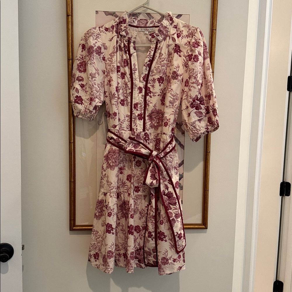 Joy Joy Burgundy and Cream Floral Dress